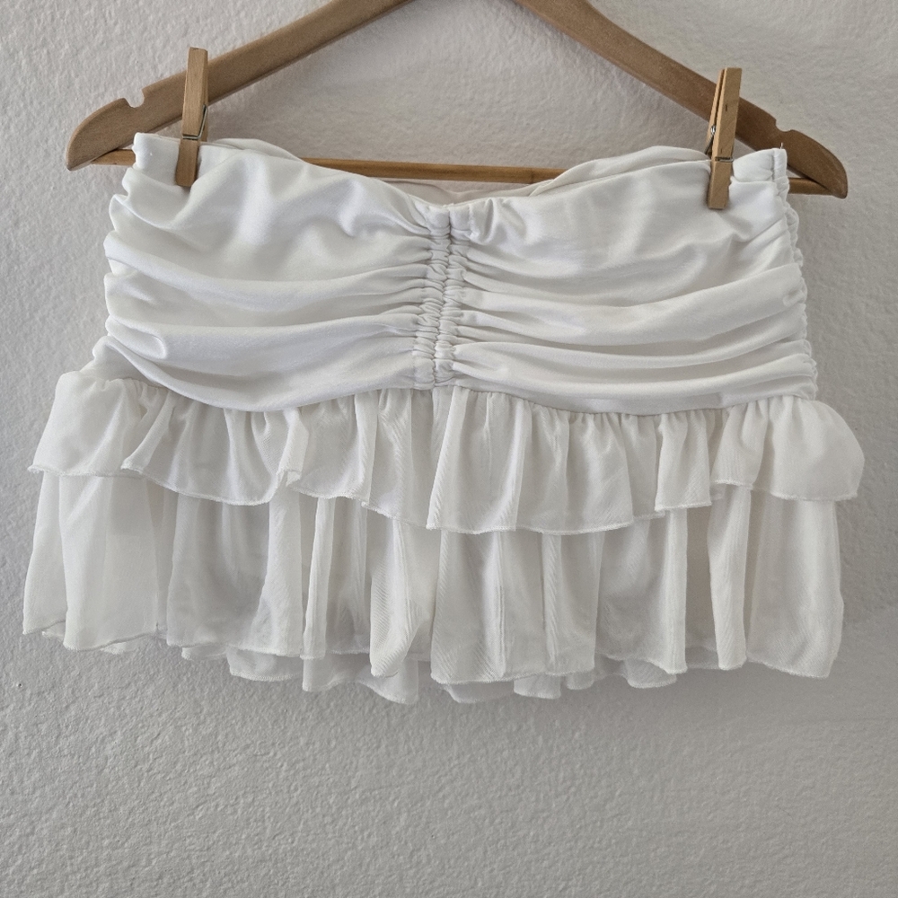 SHEIN White Ruffled Mini Skirt